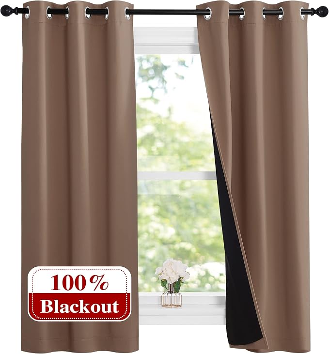 NICETOWN Cappucciono Kitchen Full Blackout Short Curtain Panels, Super Thick by NICETOWN