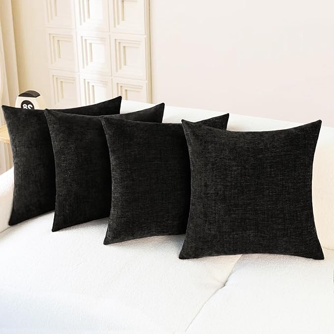 CaliTime Throw Pillow Covers Decorative 18 X 18 Inches Pack of 4 Cozy Chenille by CaliTime