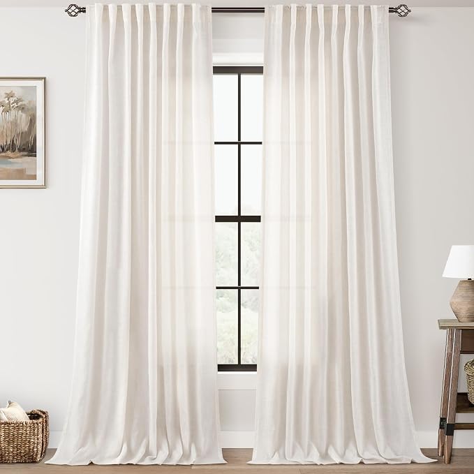 Extra Long 120 inch Curtains Linen Blend by Jolilight