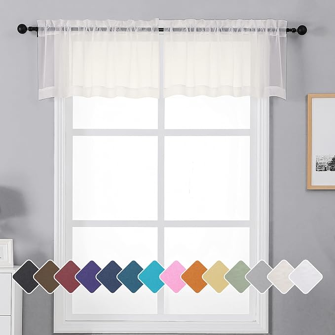 Chyhomenyc Sheer Window Valance Curtains, Light Filtering Valances Windows by Chyhomenyc