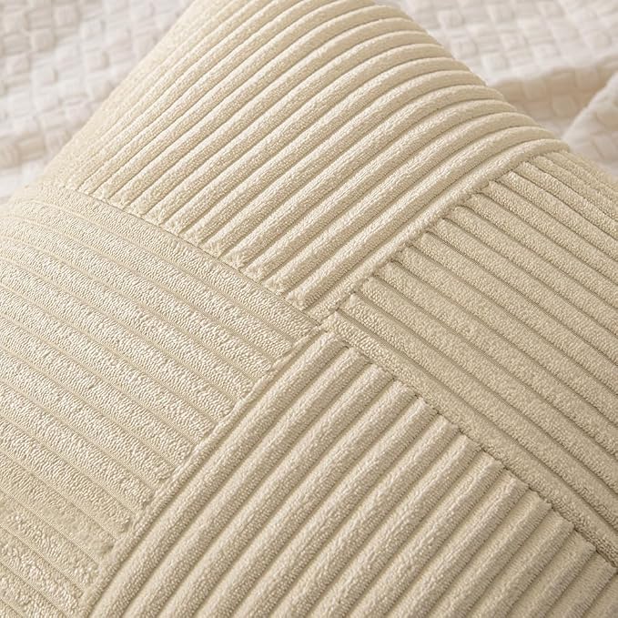 MIULEE Cream Decorative Euro Sham Pillow Covers 24x24 Inch - Image 2