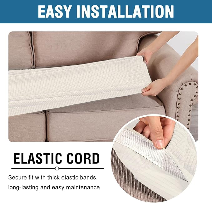 H.VERSAILTEX Super Stretch Individual Seat Cushion Covers Sofa Covers Couch - Image 5