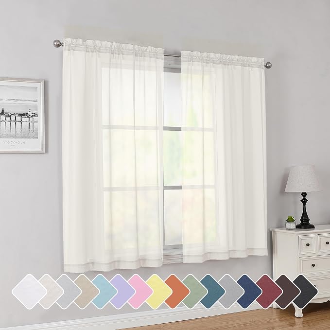 Simplebrand Rod Pocket Top Solid Voile Sheer Curtains by Simplebrand