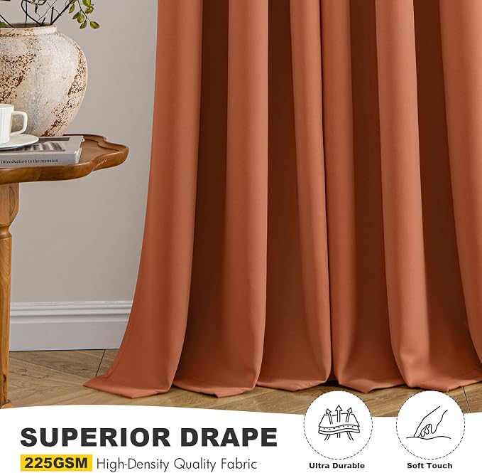 MIULEE Fall Blackout Curtains for Bedroom 2 Panels 40 x 54 Inch Long Rust | - Image 5