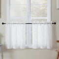 Simplebrand Sheer White Kitchen Curtains 24 Inch Length Tier Curtains 2 Panels by Simplebrand