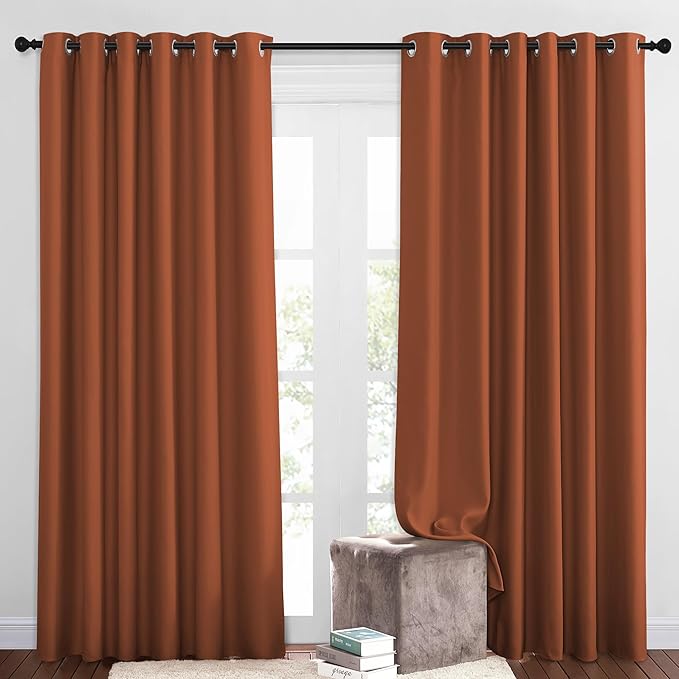 NICETOWN 50% Blackout Burnt Orange Sliding Glass Curtains 2 Panels Set by NICETOWN