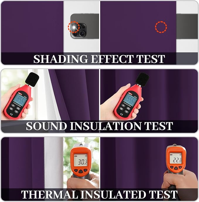 Yakamok Room Darkening 100% Blackout Curtains Grommet Window Treatments - Image 5