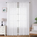 Lecloud Leia White Sheer Curtains 96 Inches Long 2 Panels, Airy Voile Jacquard by Lecloud
