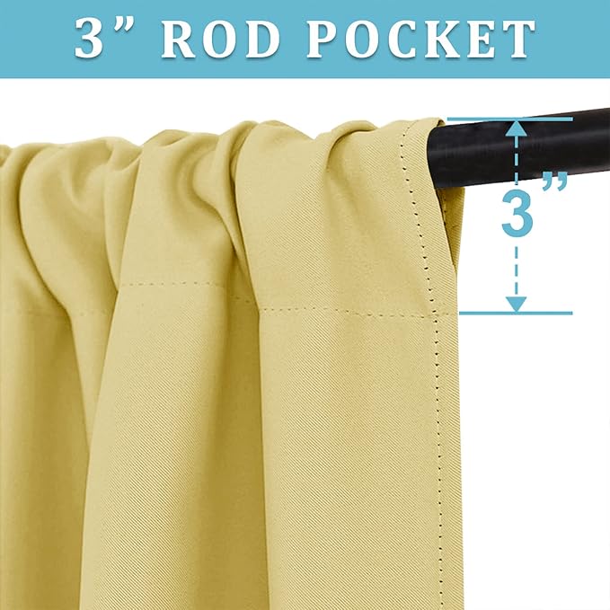 RYB HOME Short Light Yellow Curtains - Image 2