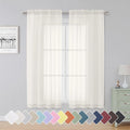 Simplebrand Ivory Sheer Curtains 63 Inch Length 2 Panels, Rod Pocket Solid by Simplebrand