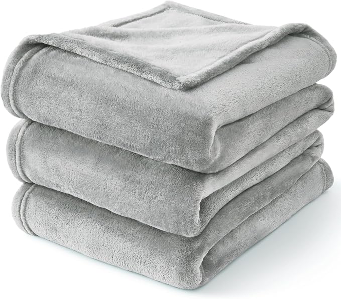 BEDELITE Fleece Blanket Light Grey Throw Blankets - Image 8