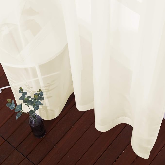 NICETOWN Sheer Curtain Panels 96 inch Cream Beige - Image 6