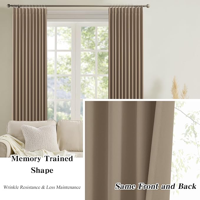 Pinch Pleated Blackout Curtains 102 Inch Long 2 Panels - Image 6