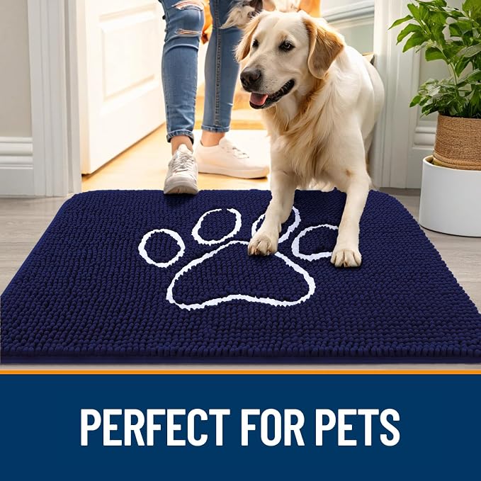 OLANLY Dog Door Mat for Muddy Paws 40x32, Paw Print Design, Absorbs Moisture - Image 6