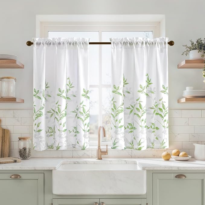 HOMEIDEAS Kitchen Curtains, Short Non-See-Through Privacy 30X36 Inch Length by HOMEIDEAS