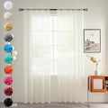 youleyar Solid Sheer Rod Pocket Curtain Voile Draperies 2 Panels White Beige by Youleyar