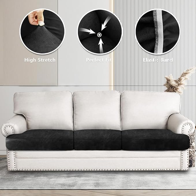 Leather Look Couch Cushion Covers Sofa Seat Slipcovers Sets Couches Furniture - Image 6