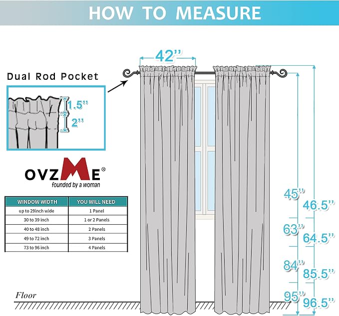 OVZME 2 Panels Sheer Window Curtain Panels 96" Length - Image 8