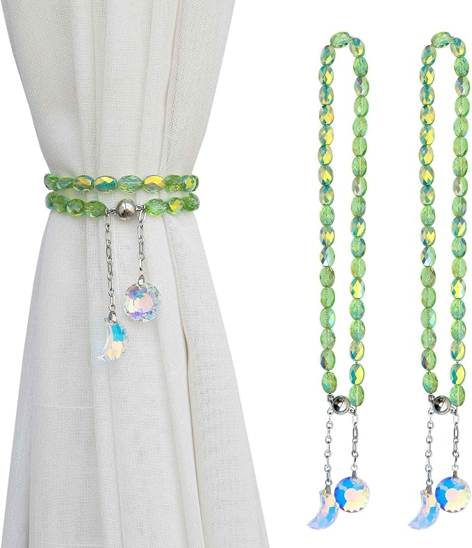PEDOBO Magnetic Curtain Tiebacks, 2 Pack Crystal Beaded Sun & Moon Pendants by PEDOBO