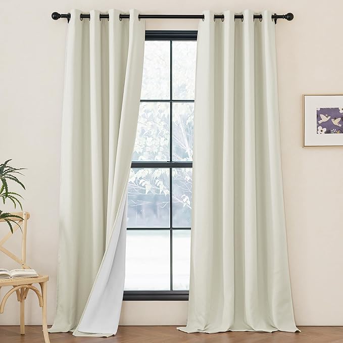NICETOWN Faux Linen 100% Blackout 108 inch Curtains by NICETOWN