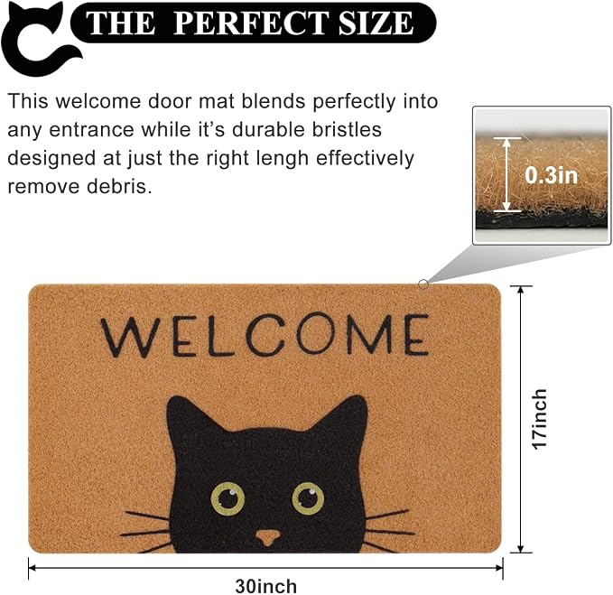 UINI Door Mat Cat Welcome Mat, Non-Slip Cat Welcome Mats - Image 3