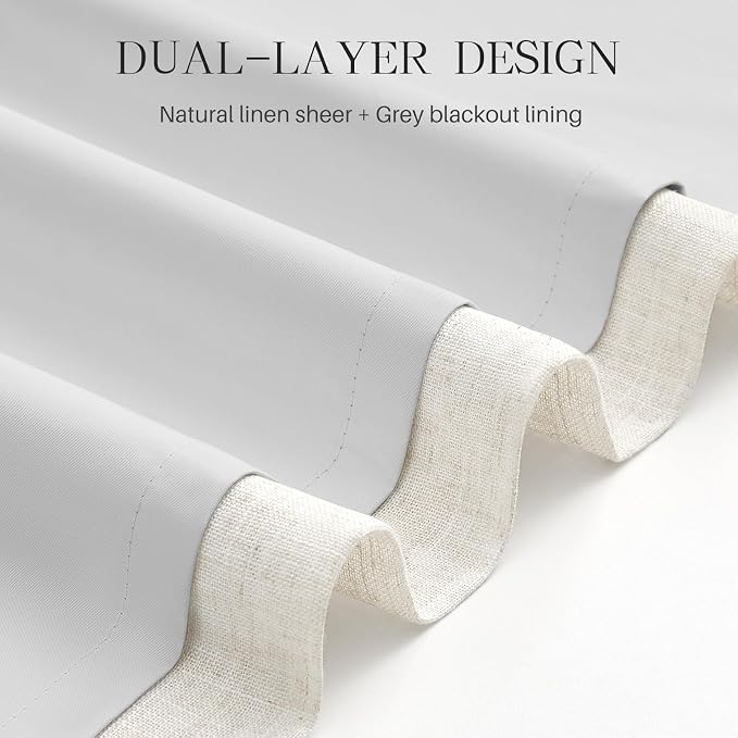 Pinch Pleated Linen Curtains 100% Blackout 90 Inches Long - Image 6