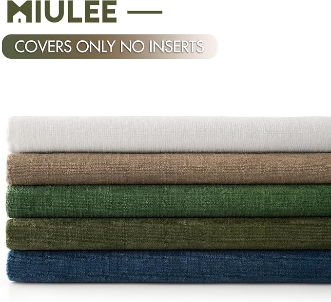 MIULEE Moss Green Chenille Couch Throw Pillow Covers, 20x20 | Set of 2 - Image 6