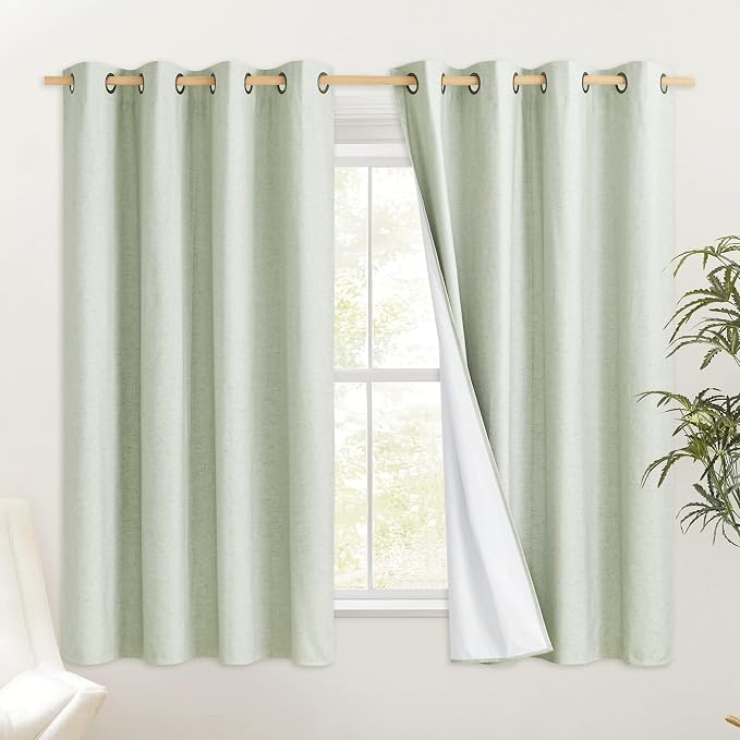 NICETOWN Sage Green 100% Blackout Short Curtains 68 inches Lenghth Burg by NICETOWN