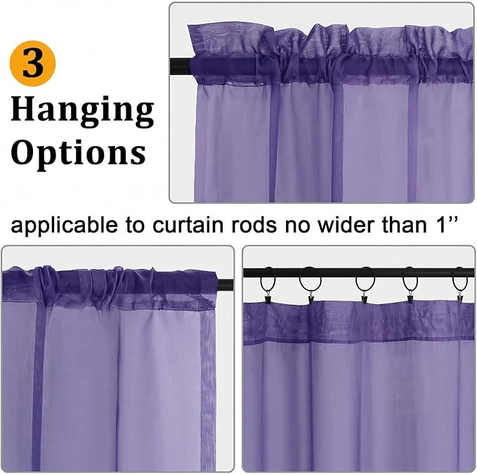 Gwine Short Kitchen Sheer Curtains 24 Inch Length - Image 2
