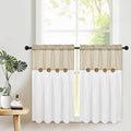 Boho Kitchen Curtains 36 Inch Length, Farmhouse Cotton Linen Tier Curtains by FRAMICS