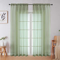 Sage Green Sheer Curtains 84 Inches Long 2 Panels Set by WelvetBLK