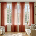 MIULEE 4 Panels Fall Burnt Orange Sheer Curtains 42 x 96 Inches | Light by MIULEE
