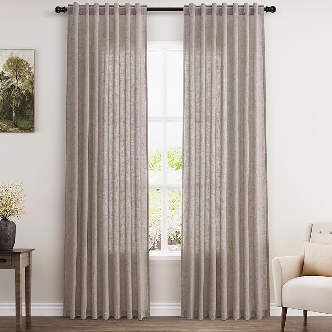 Nanspring Brownish Grey Linen Curtains by Nanspring