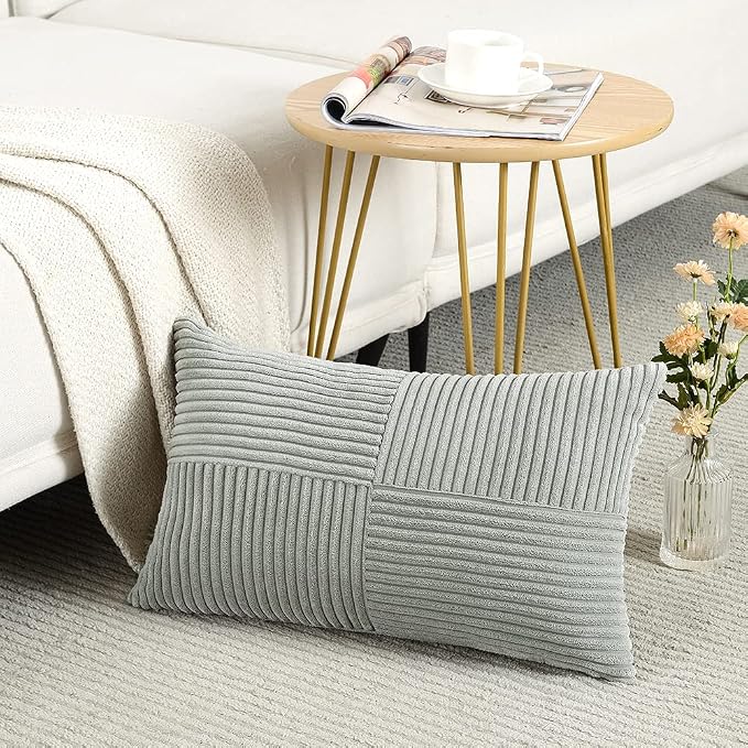 Fancy Homi 2 Packs Grey Lumbar Decorative Throw Pillow Covers 20x28 Inch - Image 2