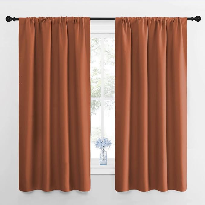 NICETOWN RV Blackout Curtains for Camper Windows, Burnt Orange, Kitchen Curtains by NICETOWN