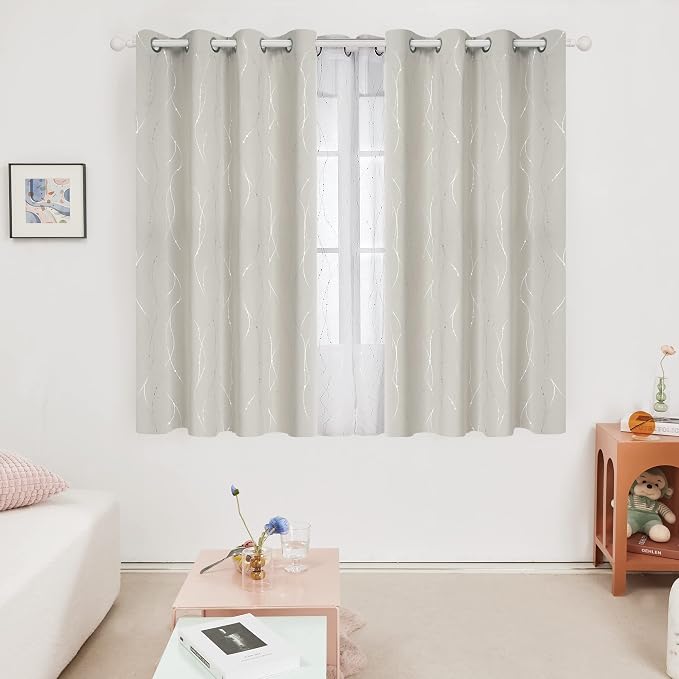Deconovo Beige Blackout Curtains, Room Darkening Curtain, Thermal Insulated - Image 2