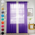 youleyar Solid Sheer Rod Pocket Curtain Voile Draperies 2 Panels White Beige by Youleyar