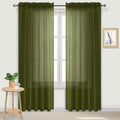 DWCN Olive Green Sheer Curtains Semi Transparent Voile Rod Pocket Curtains by DWCN