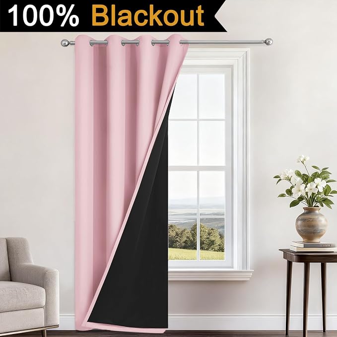 Yakamok 100% Blackout Curtains 84 Inches Long, 2 Thick Layers Heat and Full - Image 2