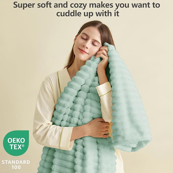 HIMEET Sage Green Ribbed Twin Blanket - Image 2