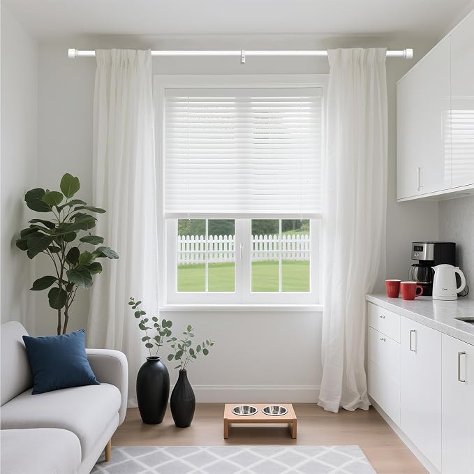 Modern White Curtain Rods 2 Pack - Image 2