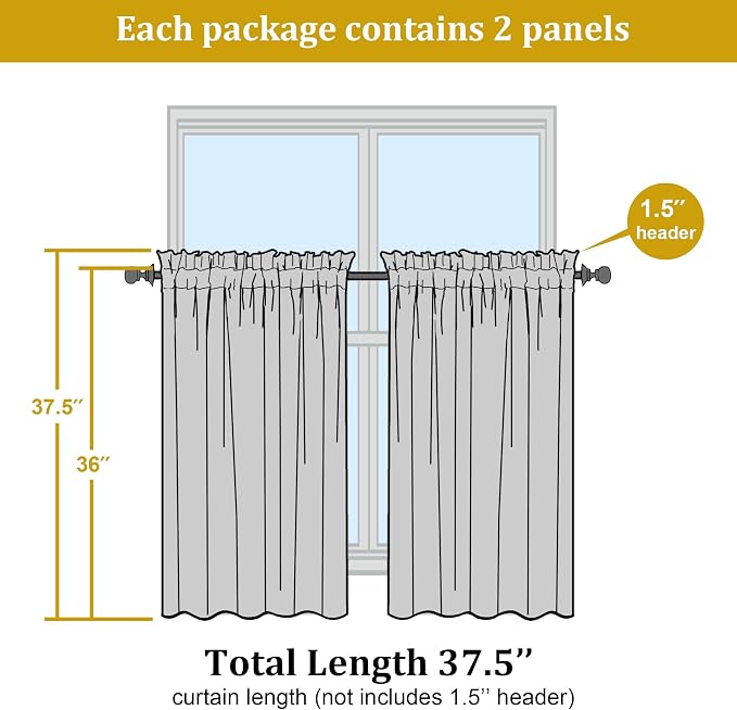 OWENIE Short White Sheer Curtains 36 Inches 2 Panels Set - Image 4