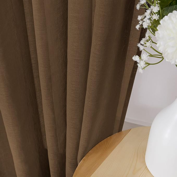 Tollpiz Short Sheer Curtains Linen Textured Bedroom Curtain Sheers Light - Image 3