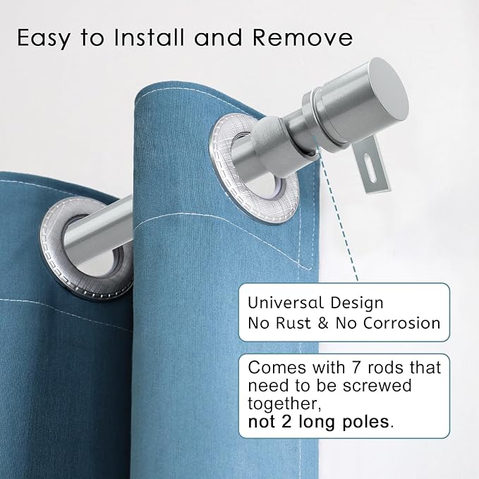 Byondeth Curtain Rods for Windows 16 to 120 Inches Adjustable Length 1 Inch - Image 2