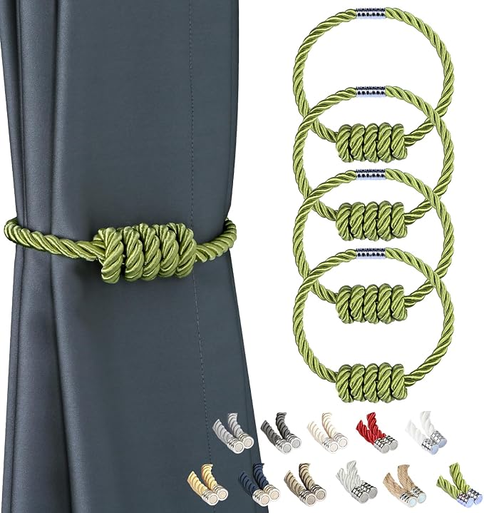 BEL AVENIR Magnetic Curtain Tiebacks, Decorative Drapery Holdbacks Modern Woven by BELAVENIR