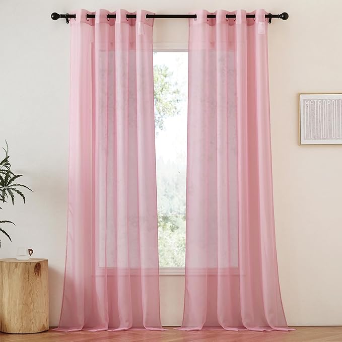 NICETOWN Soft Sheer Pink Curtains 96 inches Long by NICETOWN