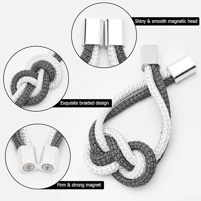 NICEEC 2 Pack Mini Magnetic Curtain Tiebacks Nordic Simple Style Drape Tie - Image 4