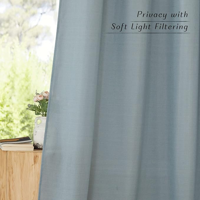 NICETOWN Flax Stone Blue Linen Curtains - Image 5