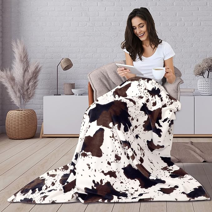 Soft Cow Print Blanket, Ultra Cozy Cow Throw Blanket - Image 2
