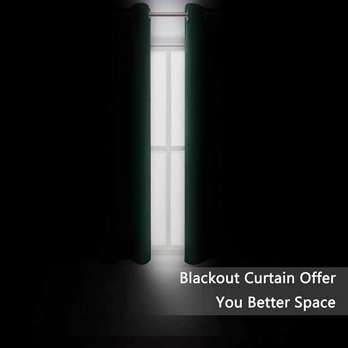 LEMOMO Dark Green Bedroom Blackout Curtains/38 x 54 Inch Long/Set of 2 Curtain - Image 3